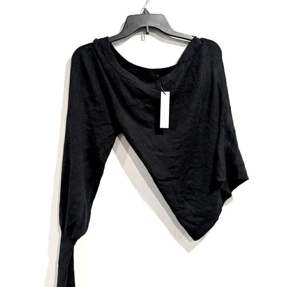 Sanctuary Ribbed Mock Neck Cut Out Shoulder Sweater pullover  Black XS - Picture 9 of 10